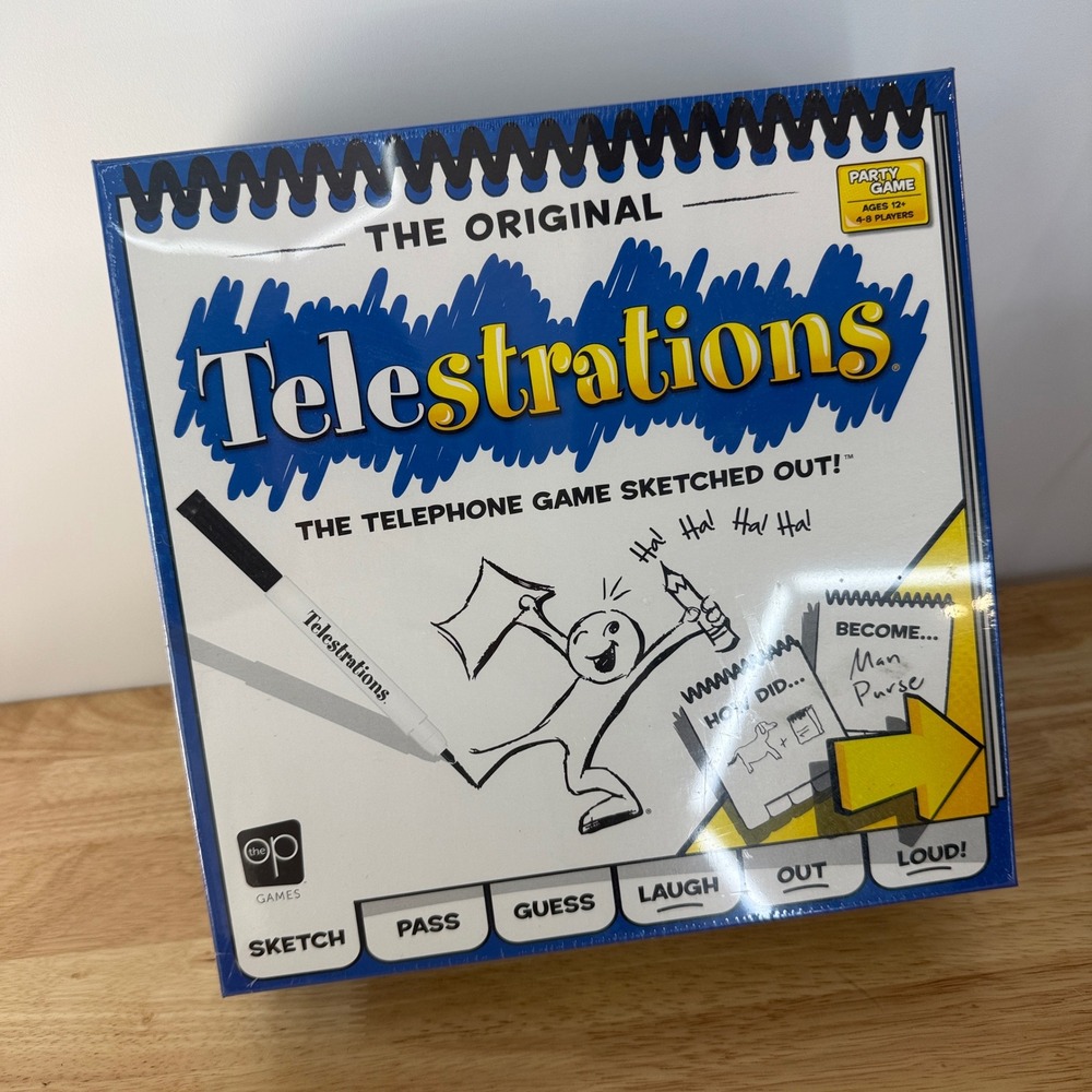 The Op Games Telestrations Board Game Unisex OS Blue Original Telephone Game New